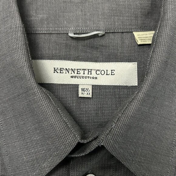 Kenneth Cole Collection Gray Woven Long Sleeve Shirt Size 16.5 32/33 - Picture 4 of 7
